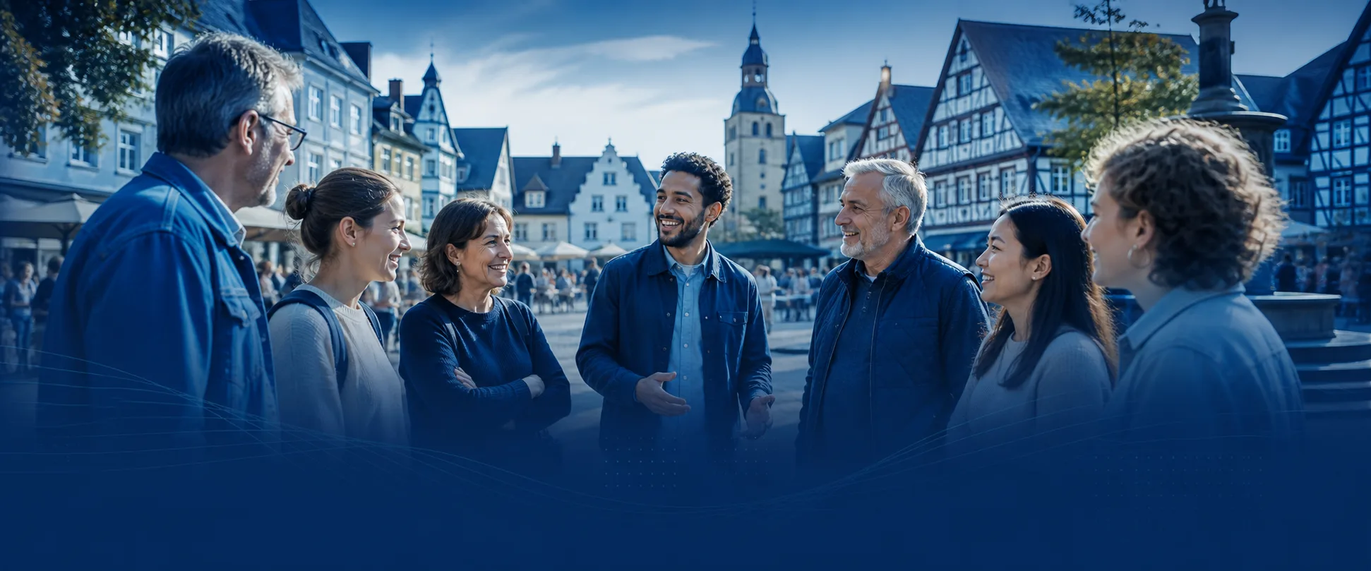 Menschen im Gespräch auf einem Northeimer Marktplatz