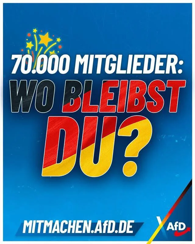 Der AfD-Kreisverband Northeim freut sich über einen historischen Erfolg: 70.000 Mitgl …