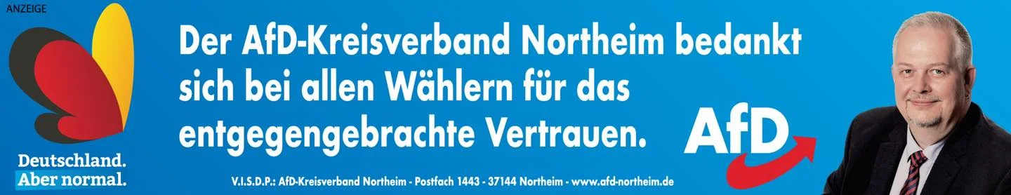 Der AfD-Kreisverband Northeim bedankt sich bei allen Wählern für das entgegengebracht …