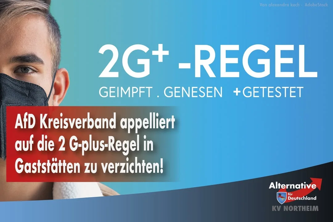 +++++ Pressemitteilung +++++ +++ AfD Kreisverband appelliert auf die 2 G-plus-Regel i …