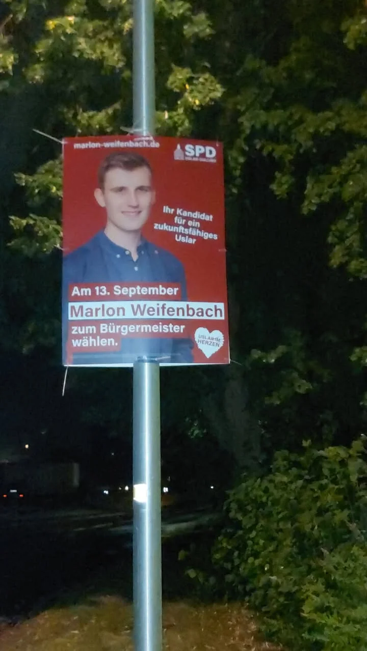 Ausgerechnet der SPD-Bürgermeisterkandidat in Uslar muss seine Wahlplakate wieder abh …