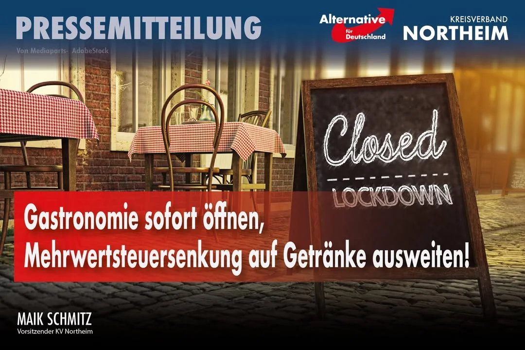 ++Pressemitteilung++ Gastronomie sofort öffnen, Mehrwertsteuersenkung auf Getränke au …